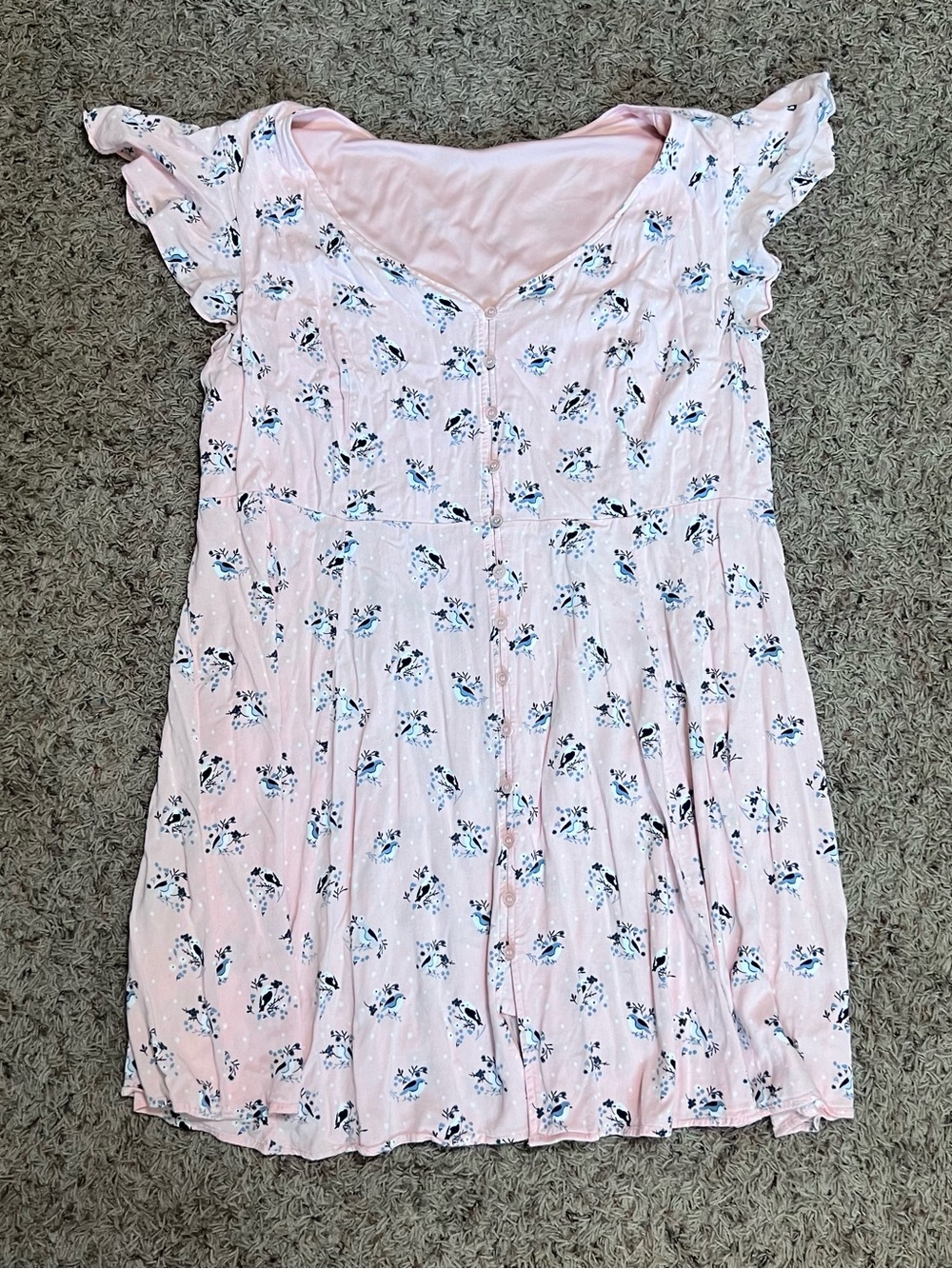 Torrid Size 3 Pink Bird Print Button-Front Dress